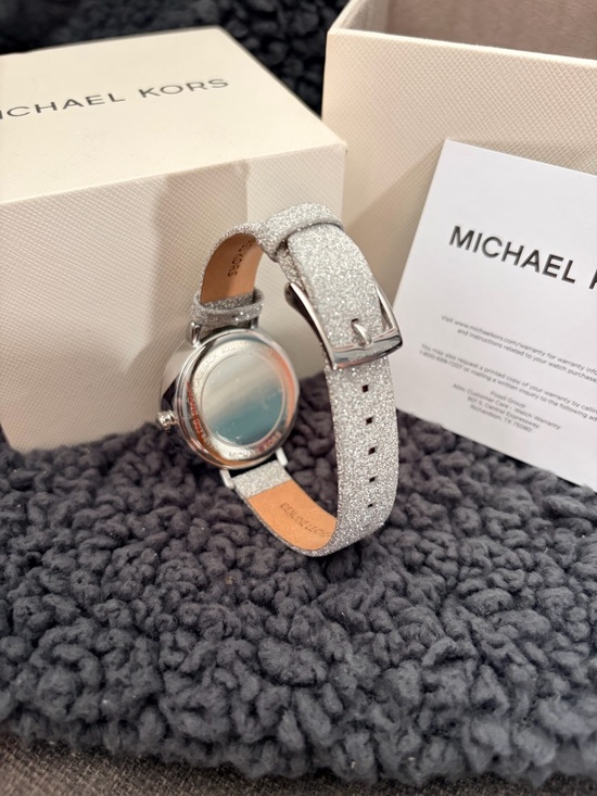 Michael Kors MK2793 Charley Silver Watch Glitter Strap Minimal Dial NWOT w/ Box - Picture 2 of 6